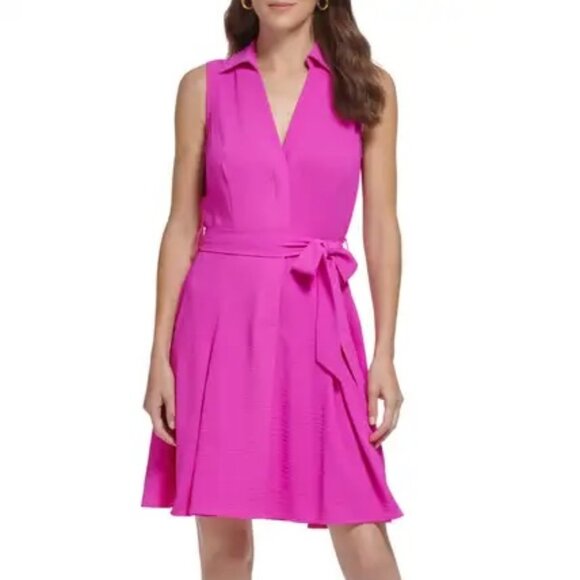DKNY Hot Pink Collared Dress Size 6 NWT - Picture 1 of 2